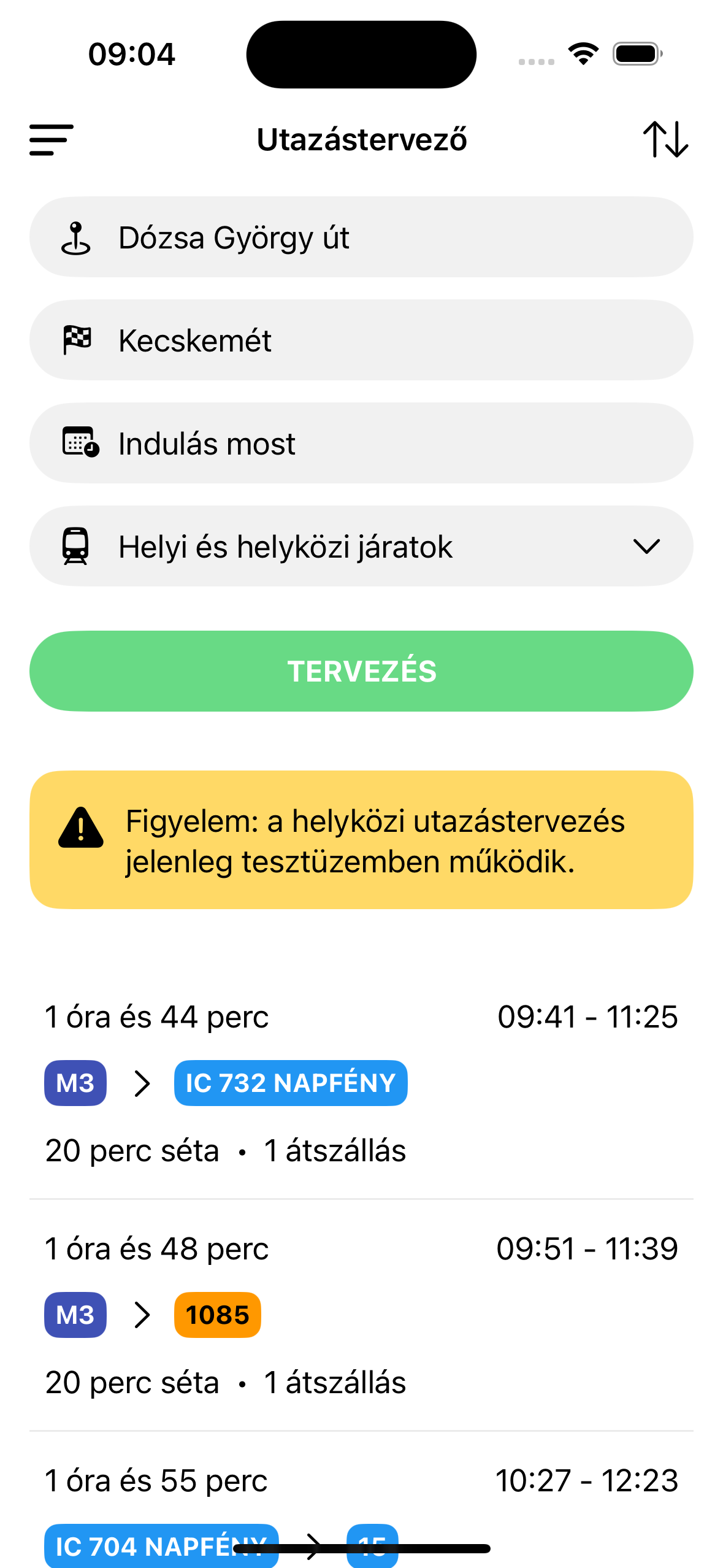 Országos MÁV menetrendek az iOS alkalmazásban