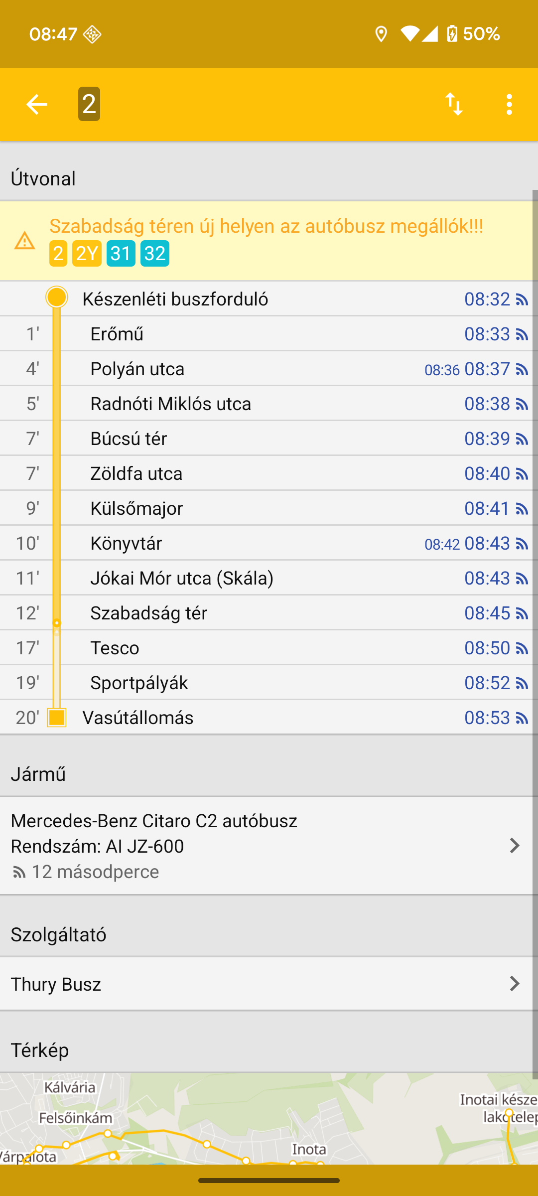 Várpalota helyi menetrendje – már valós időben is