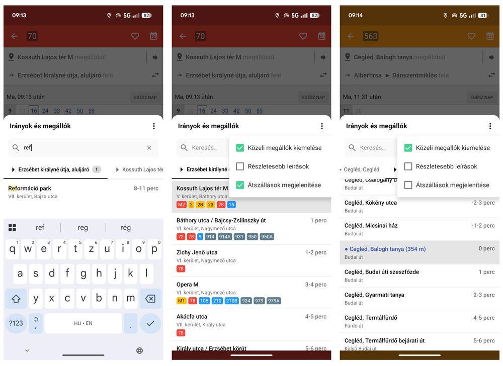 Könnyebben kereshető megállók a klasszikus menetrendeknél