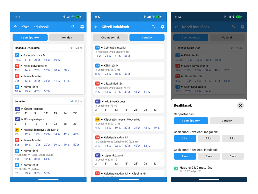 2026.3 (Android): közeli indulások átdolgozva